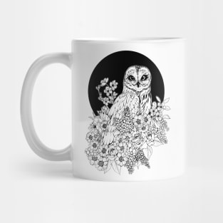 Owl Floral Eclipse - Black and White Mug